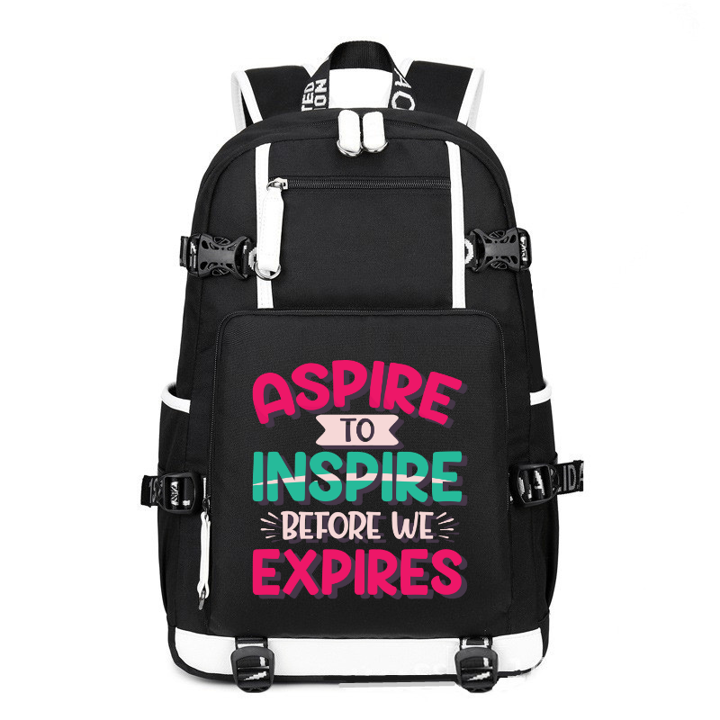 Aspire To Inspire Before We Expires printing Canvas Backpack