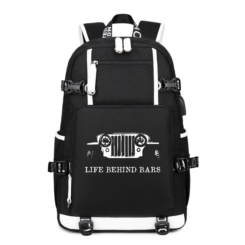 Jeep life behind bar Printing Canvas Backpack