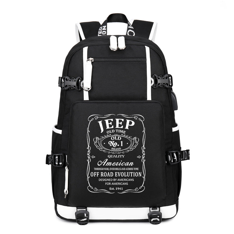 Jeep Old Time Printing Canvas Backpack