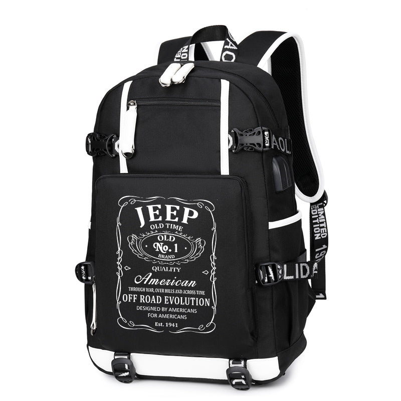 Jeep Old Time Printing Canvas Backpack