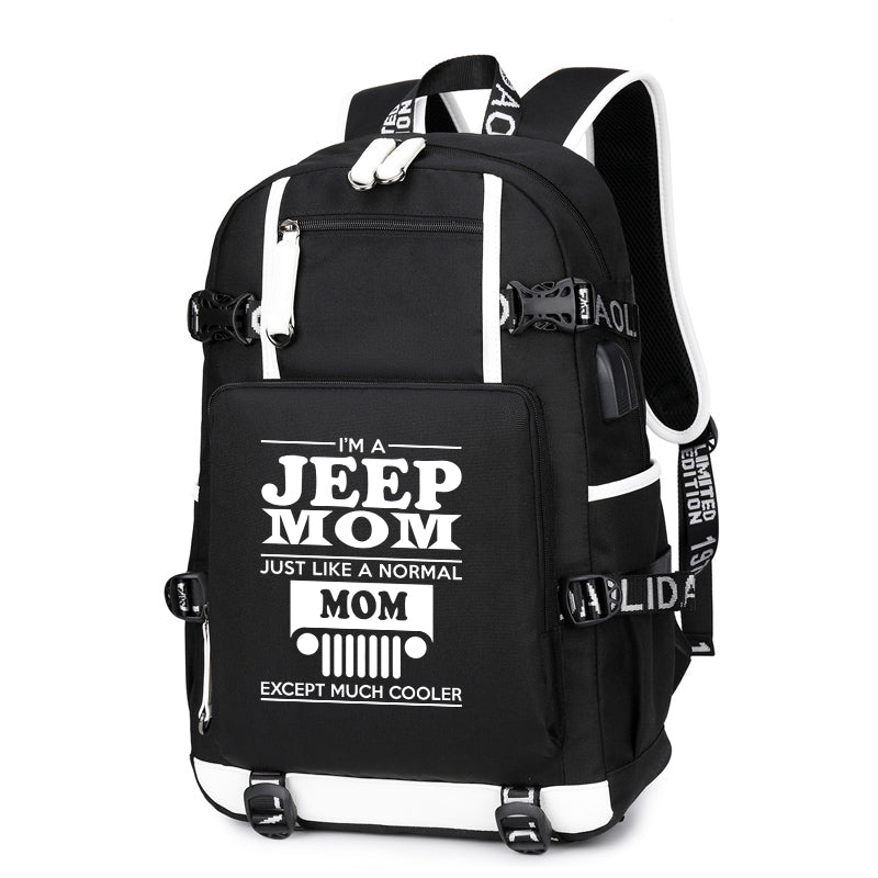 I'm a Jeep Mom Printing Canvas Backpack