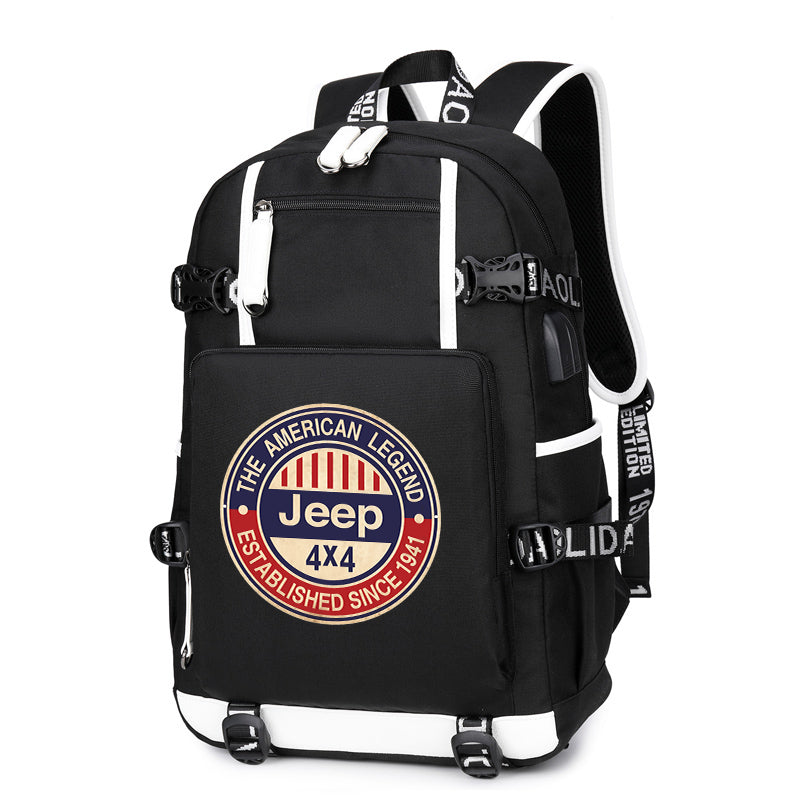 The American Legend Jeep 4x4 Printing Canvas Backpack