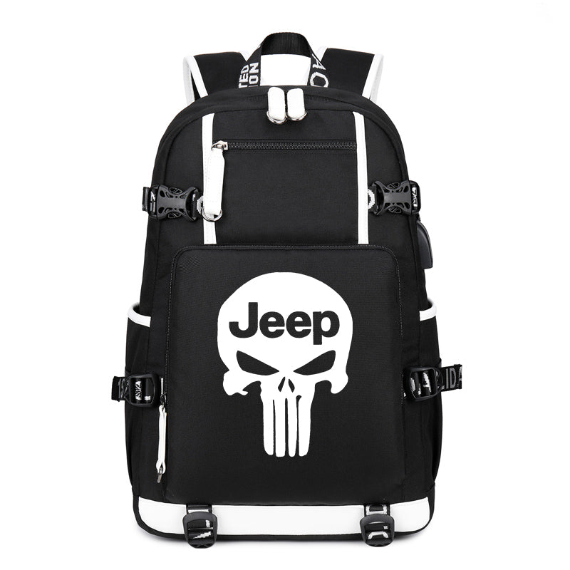 Jeep Skull Printing Canvas Backpack