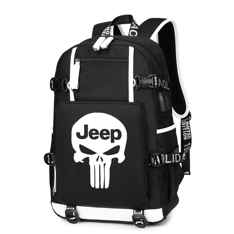 Jeep Skull Printing Canvas Backpack