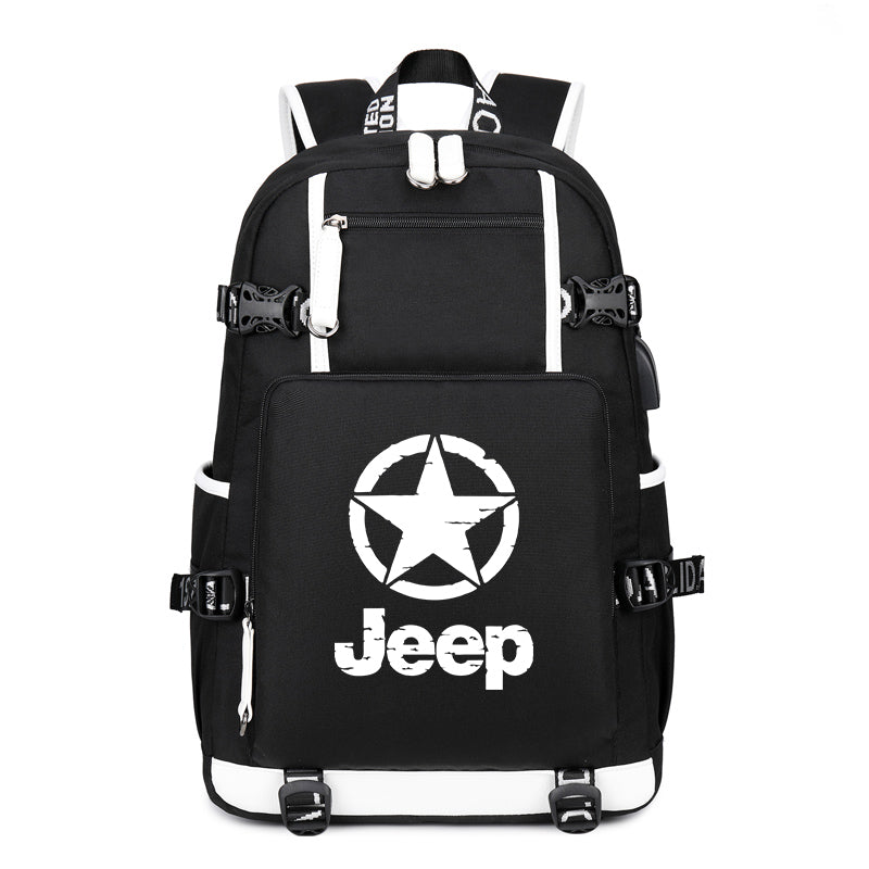 Star Jeep Printing Canvas Backpack