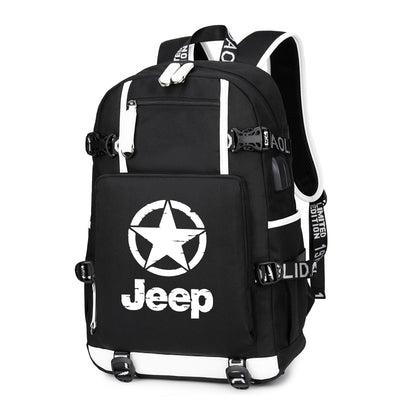 Star Jeep Printing Canvas Backpack