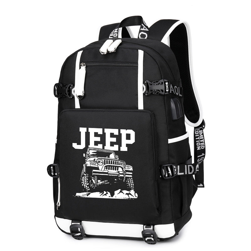 Jeep Mountain Printing Canvas Backpack