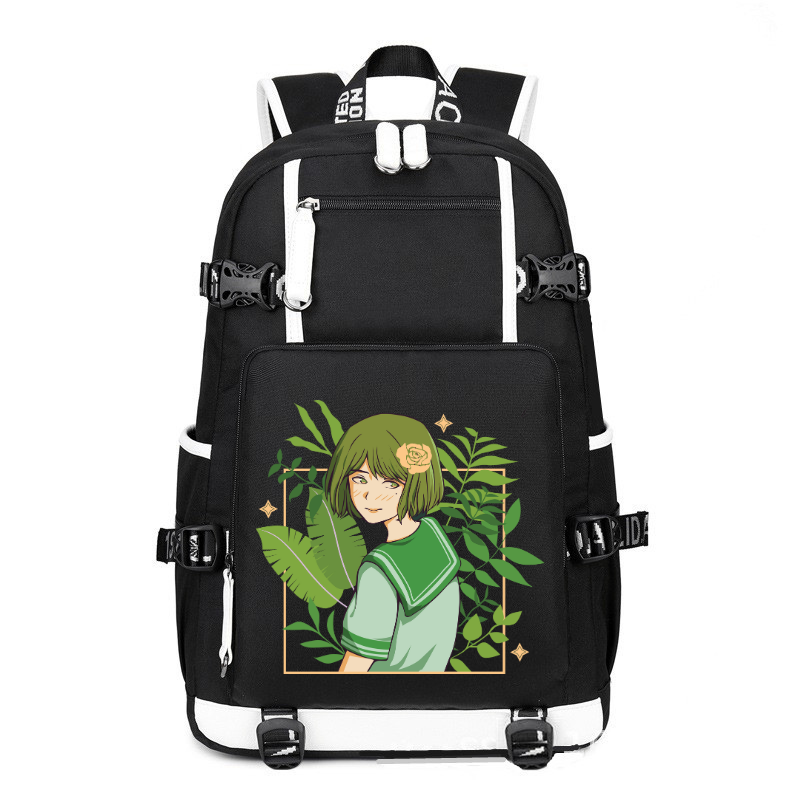 Anime Japanese Cute Girl Green Uniform printing Canvas Backpack