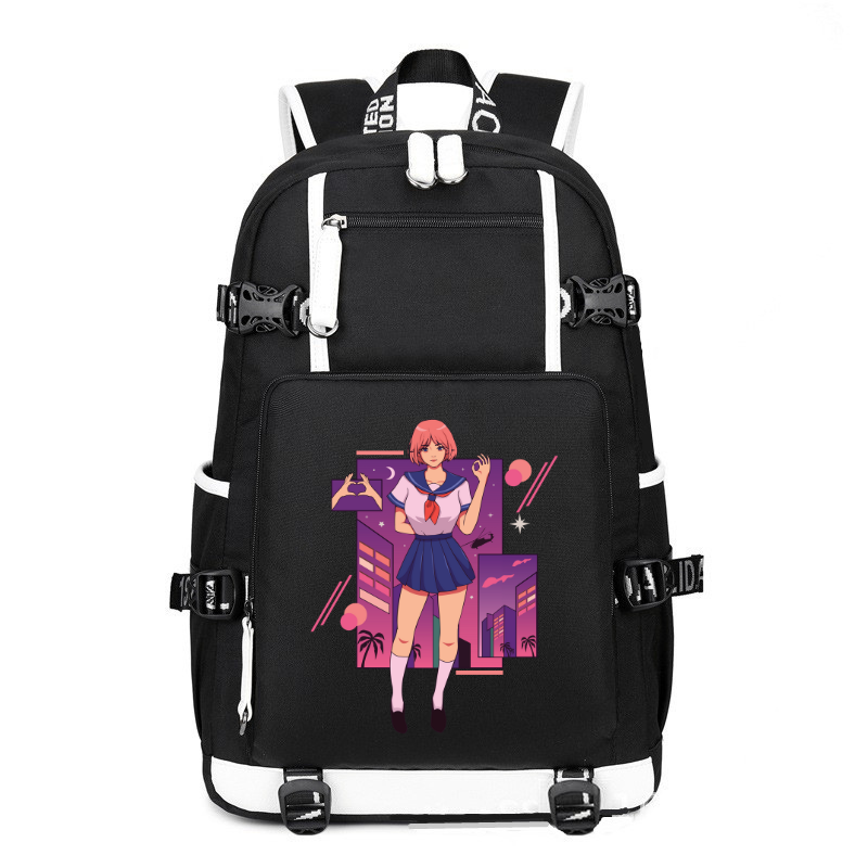 Anime Japanese The Cute Girl In Student Uniform printing Canvas Backpack