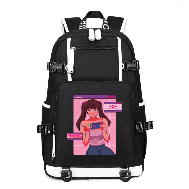 Anime Japanese The Cute Girl Pause Music printing Canvas Backpack