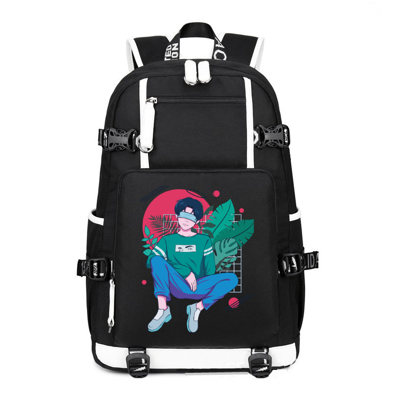 Anime Japanese The Cute Boy In Green printing Canvas Backpack