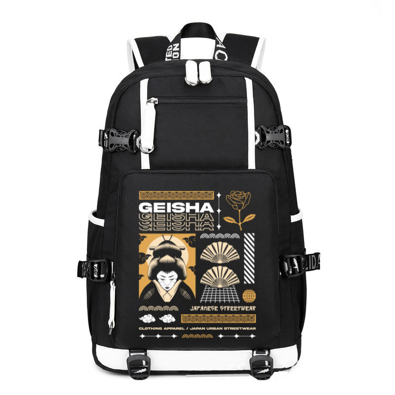 Japan Streetwear Geisha printing Canvas Backpack