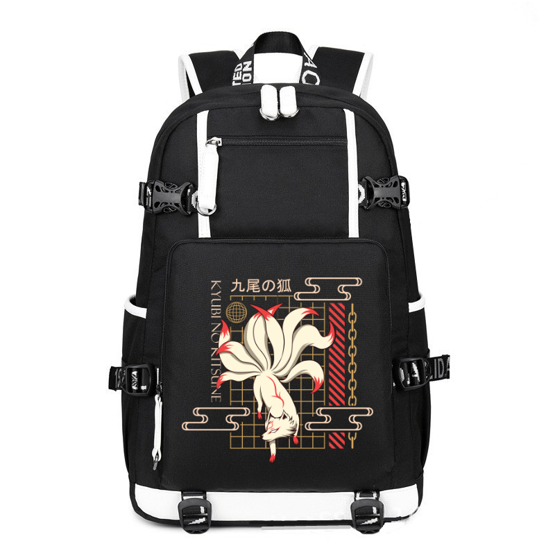 Japan Streetwear Kyubi No Kitsune printing Canvas Backpack