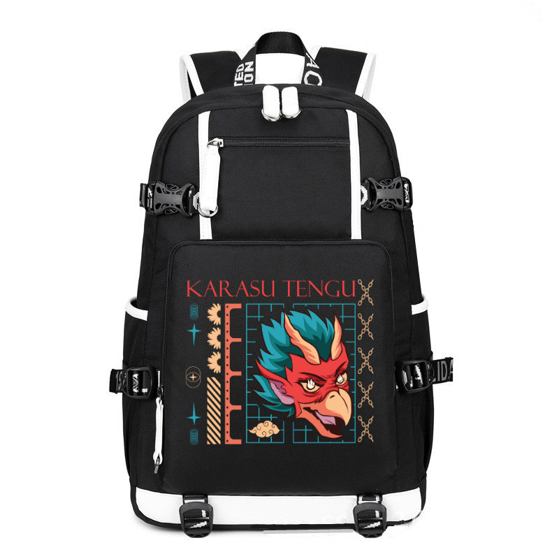 Japan Streetwear Karasu Tengu printing Canvas Backpack