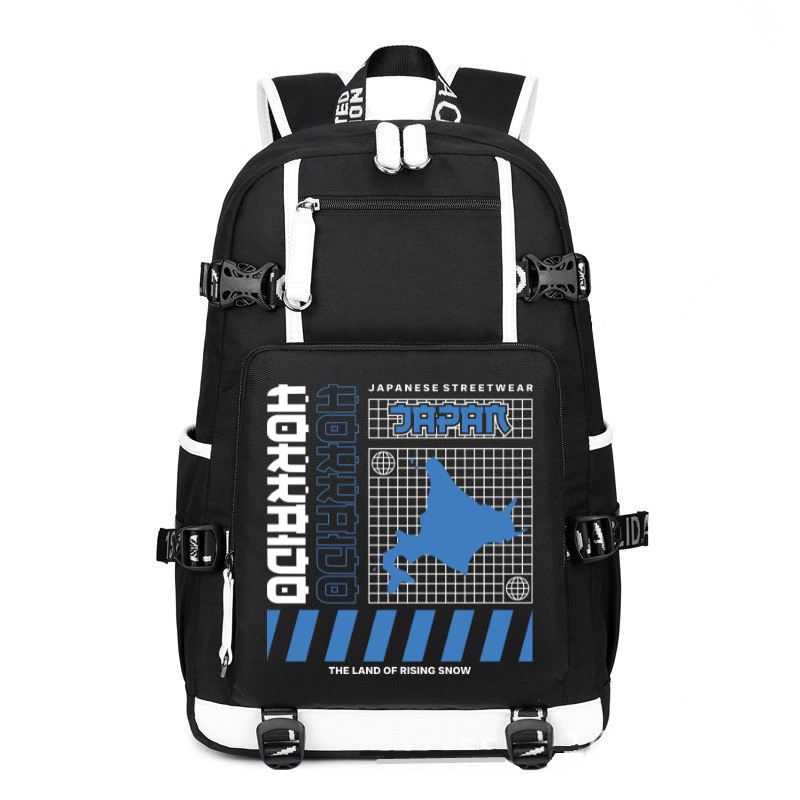 Japan Streetwear The Land Of Rising Snow printing Canvas Backpack