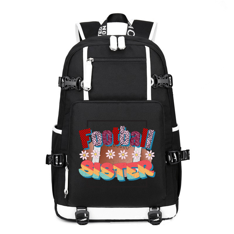 Football Sister Design printing Canvas Backpack