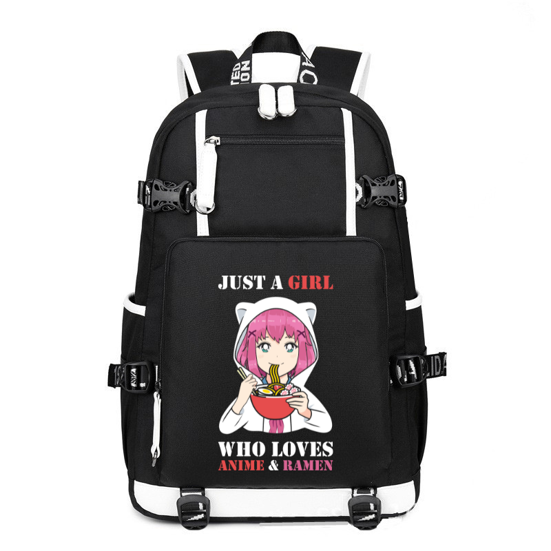 Just a Girl Who Loves Anime and Ramen printing Canvas Backpack