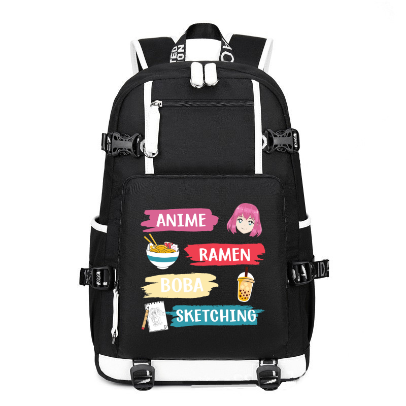 Anime Ramen Boba Sketching Kawaii printing Canvas Backpack