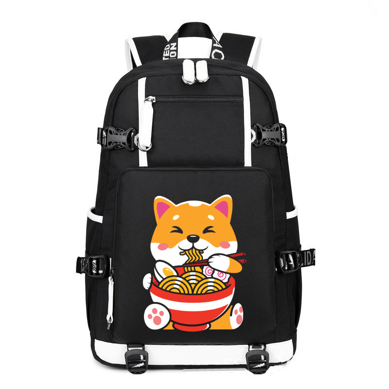 Kawaii Cute Anime Shiba Otaku Ramen printing Canvas Backpack