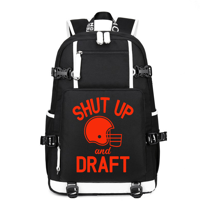 Football Shut Up And Draft Fantasy printing Canvas Backpack