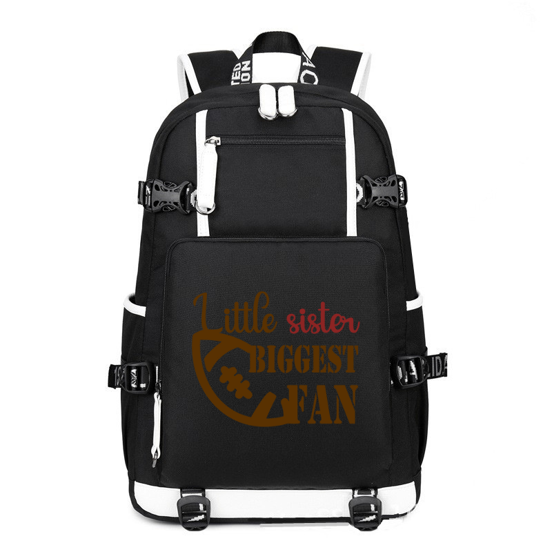Football Little Sister Biggest Fan printing Canvas Backpack