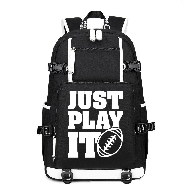 Football Just Play It printing Canvas Backpack