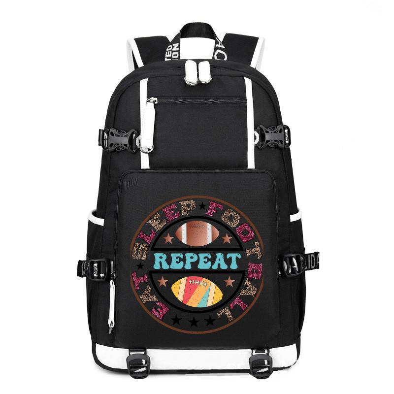 Eat Sleep Football Repeat Design printing Canvas Backpack