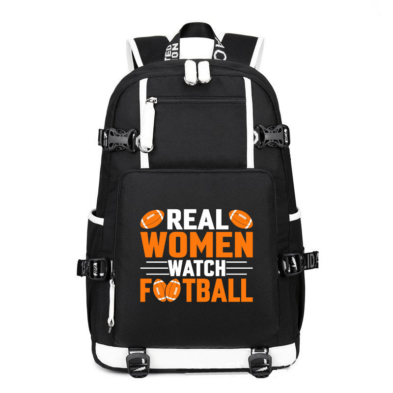 Real Woman Watch Football printing Canvas Backpack