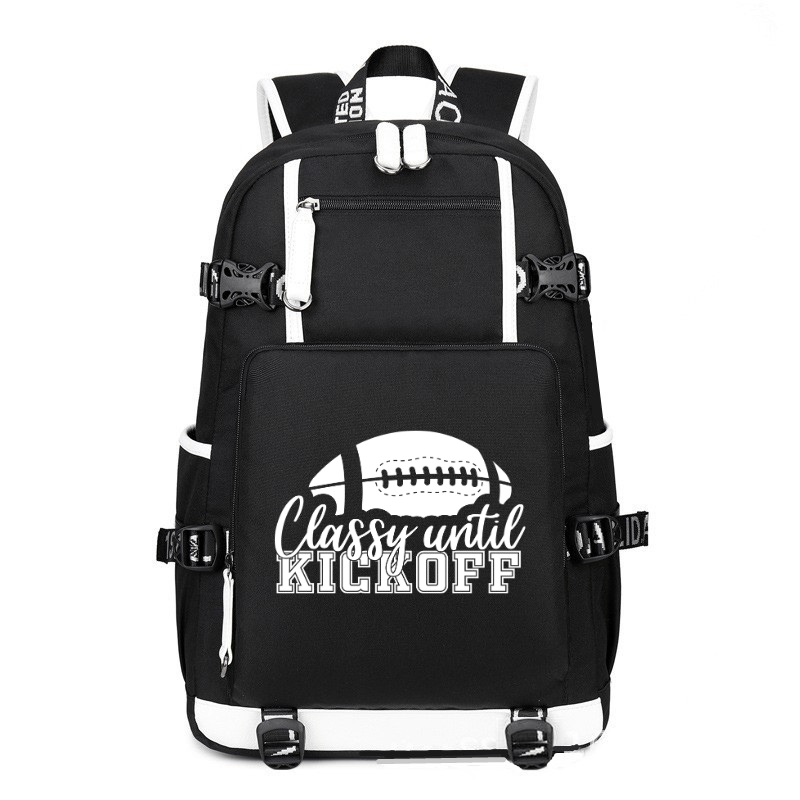 Classy Until Kickoff Football printing Canvas Backpack