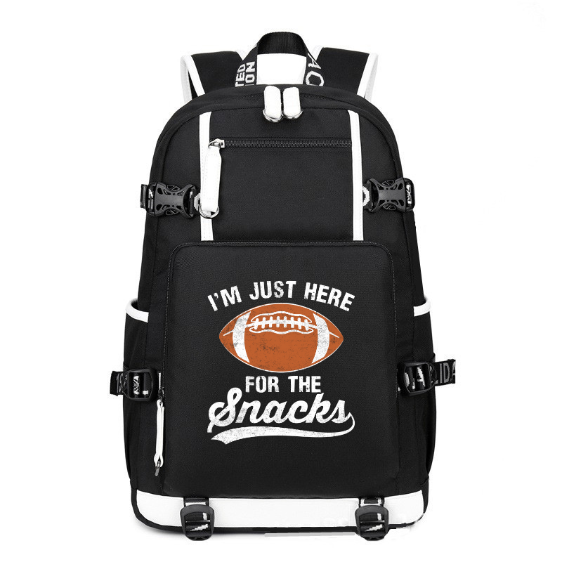 Football I'm just here for the snacks printing Canvas Backpack