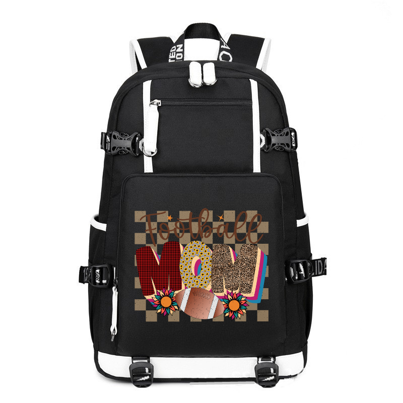 Football Mom Design printing Canvas Backpack