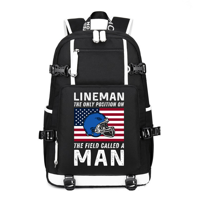 Lineman the Only Position on printing Canvas Backpack