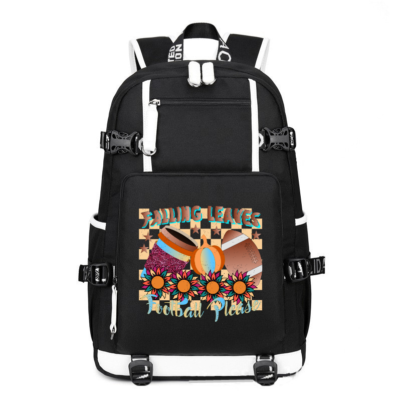 Falling Leaves Football Please printing Canvas Backpack