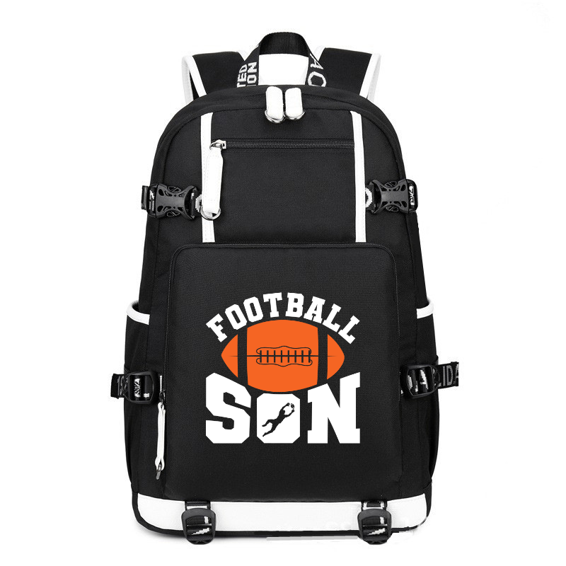 Football Son printing Canvas Backpack
