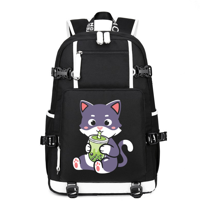 Cat Boba Bubble Tea Anime Kawaii Neko printing Canvas Backpack