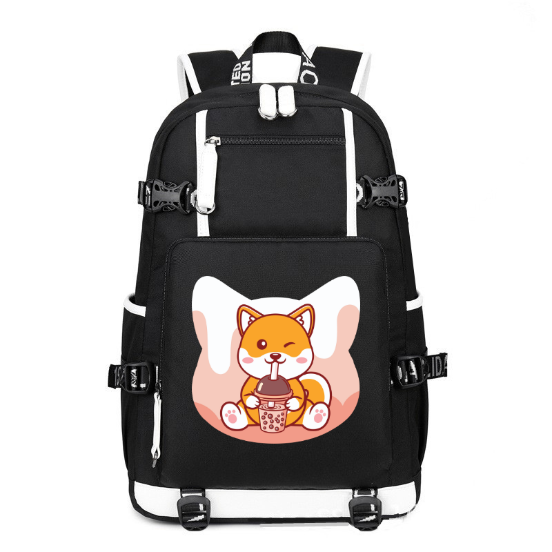 Kawaii Shiba Inu Dog Boba Anime Japan printing Canvas Backpack