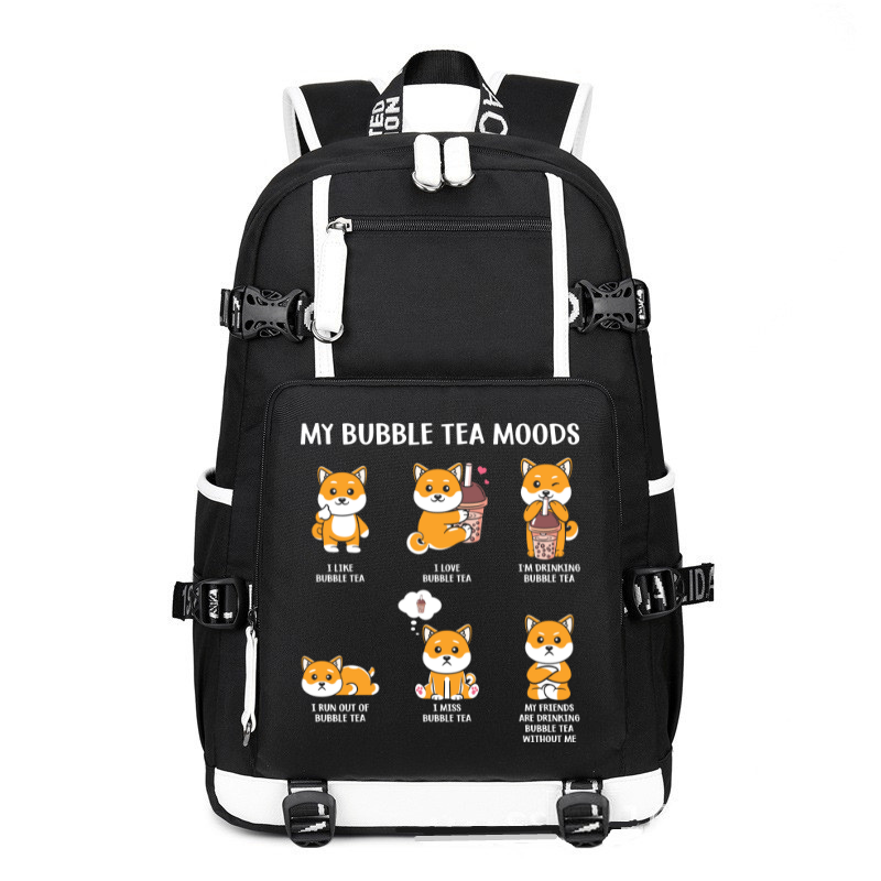 Shiba Inu Bubble Tea Boba Tea Gift printing Canvas Backpack