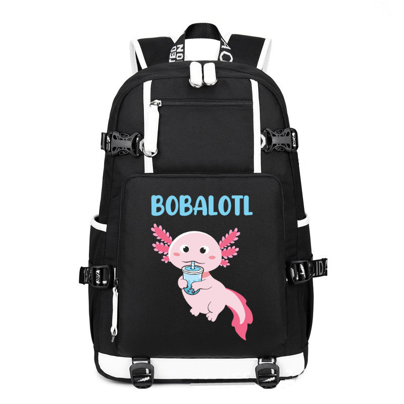 Bobalotl Axolotl Boba Tea Kawaii printing Canvas Backpack