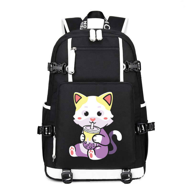 Cat Boba Tea Neko Non-binary Kitten printing Canvas Backpack