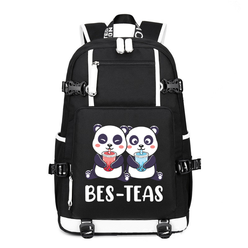 Boba Gift Bes Teas Kawaii Panda Boba Tea printing Canvas Backpack