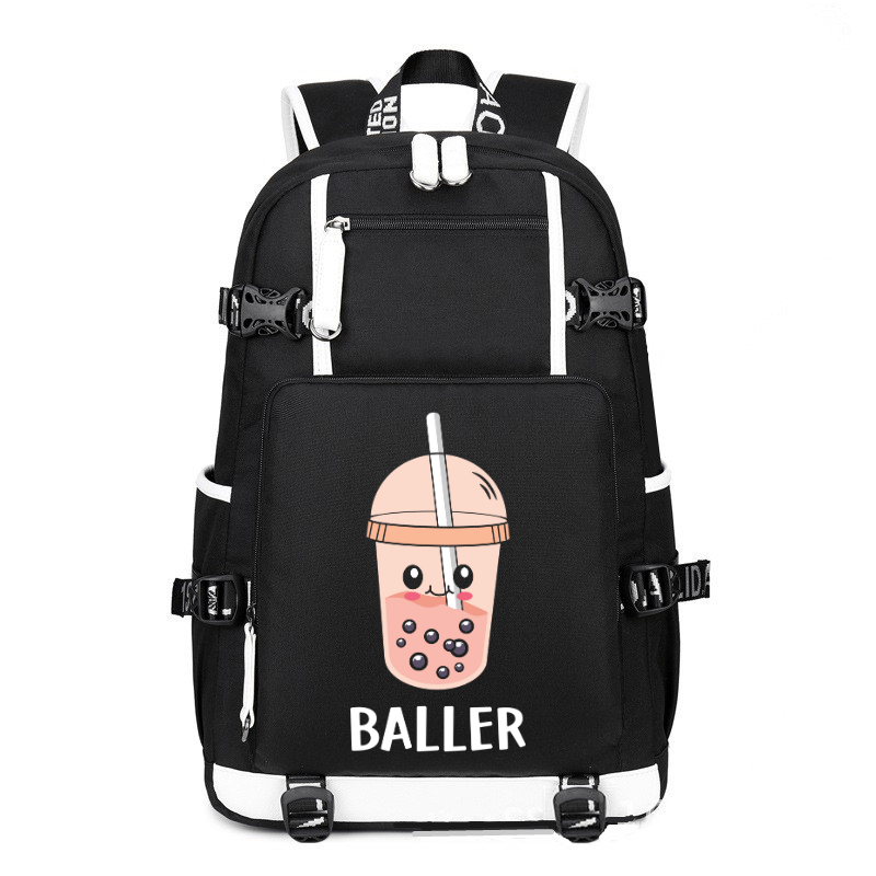 Boba Baller Bubble Tea Pearl Milk Tea printing Canvas Backpack