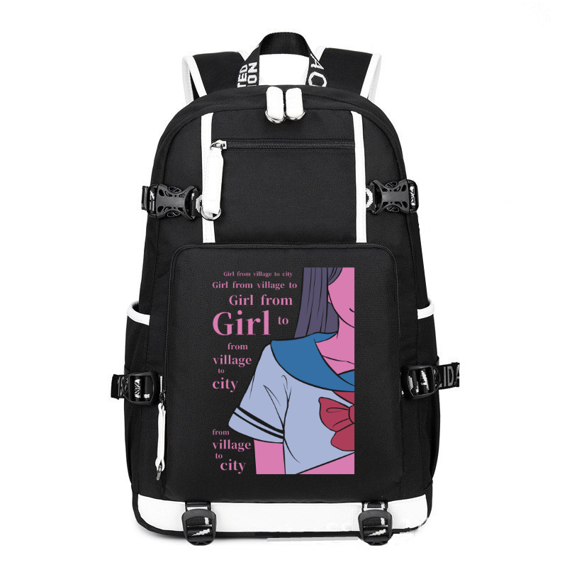 Anime Japanese Streetwear Girl From Village To City printing Canvas Backpack