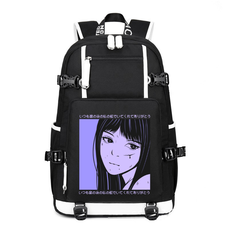 Anime Japanese Streetwear Sad Girl printing Canvas Backpack