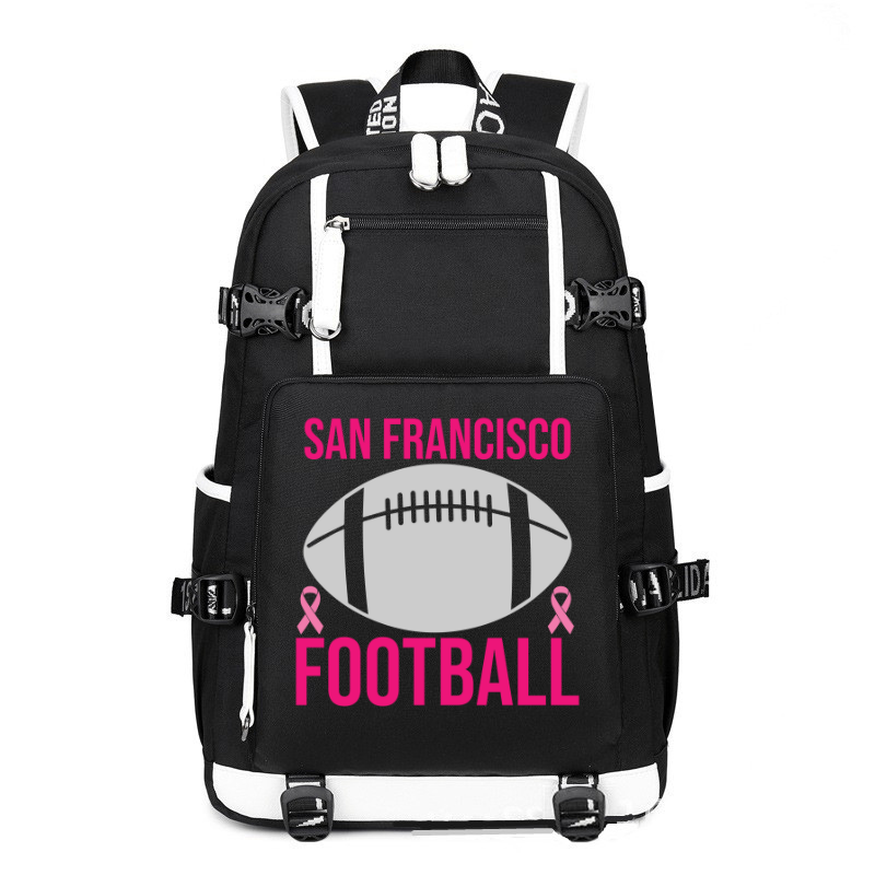 San Francisco City Pink Football printing Canvas Backpack