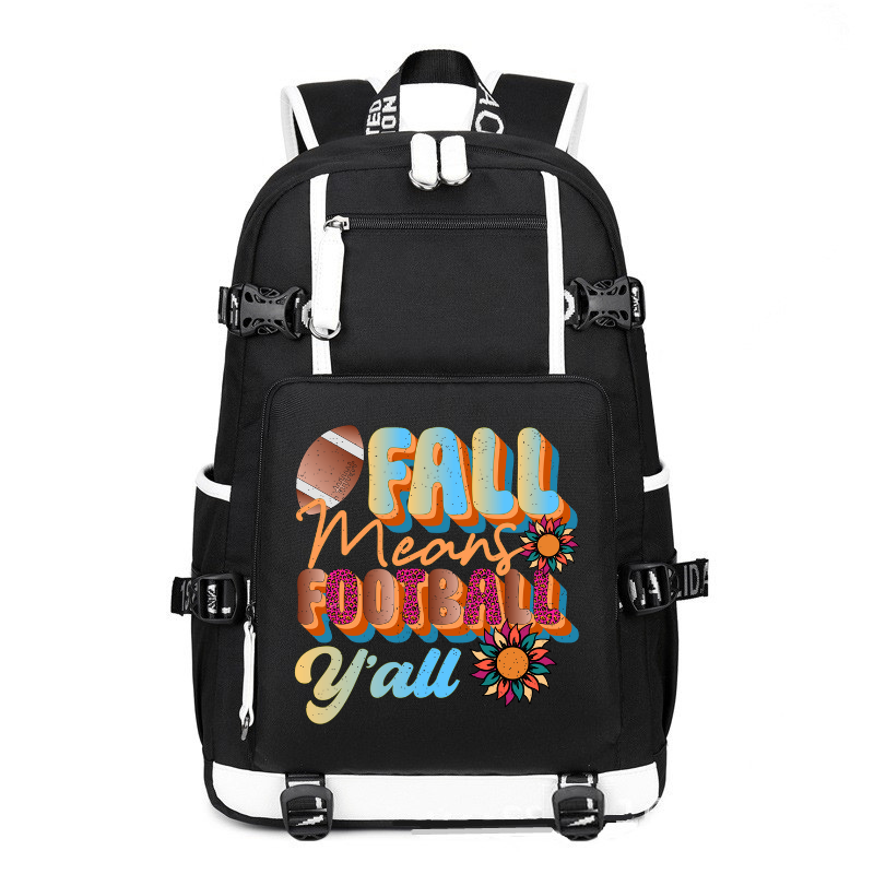 Fall Means Football Y all printing Canvas Backpack