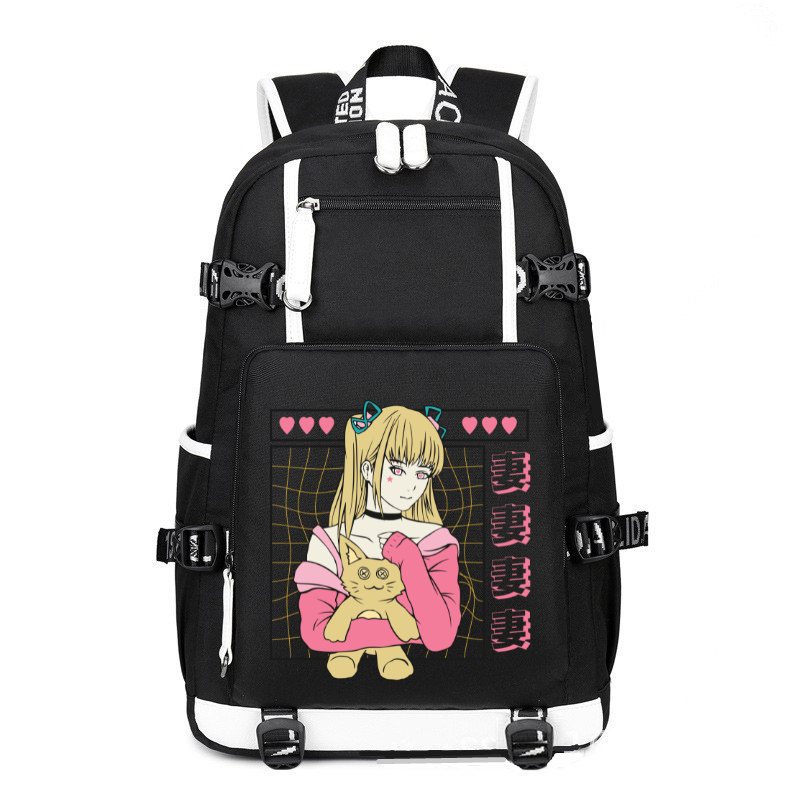 Anime Japanese Streetwear Lovely Girl With Doll printing Canvas Backpack