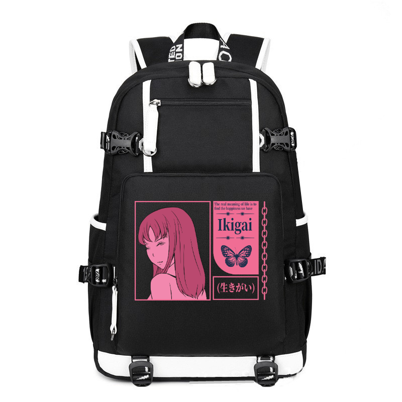 Anime Japanese Streetwear Ikigai printing Canvas Backpack
