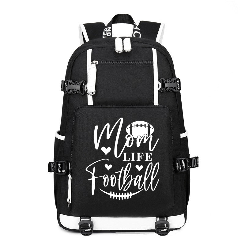 Mom Life Football on printing Canvas Backpack