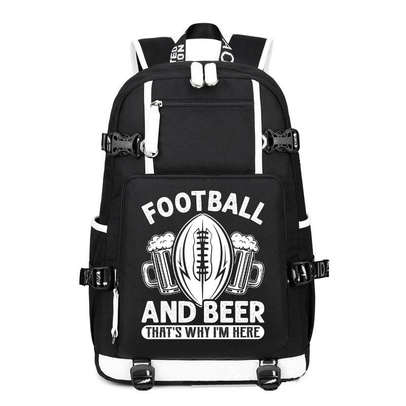 Football and beer that's why i'm here printing Canvas Backpack