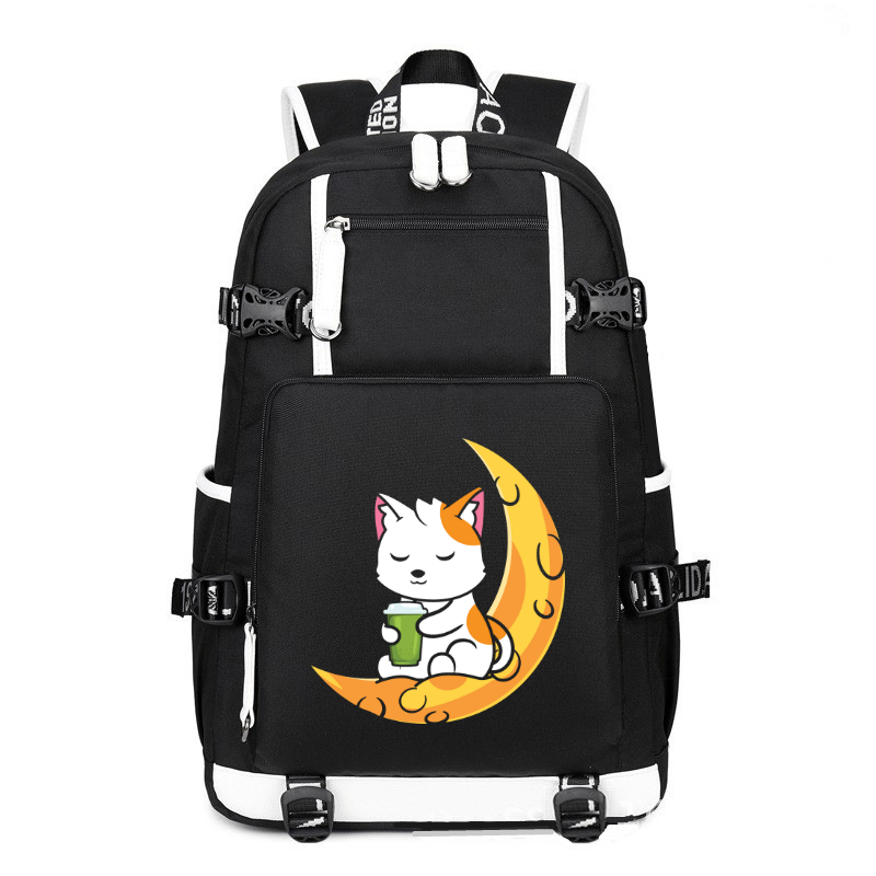 Warabi Mochi Drink Space Neko Cute printing Canvas Backpack